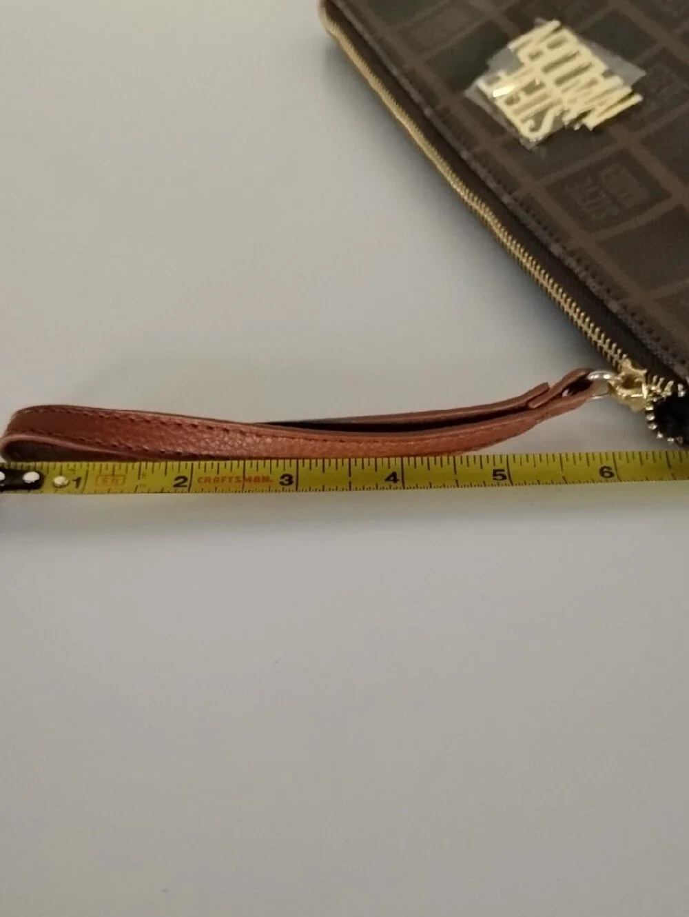 Steve Madden Brown Logo Toiletry Pouch with Wrist Strap